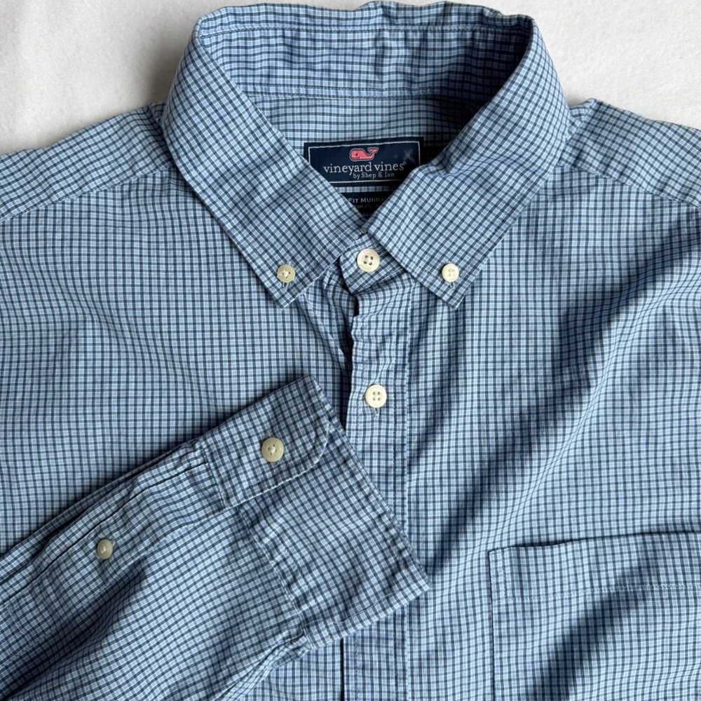 Vineyard Vines Murray Shirt Men's Large Classic Fit Blue‎ Plaid Cotton